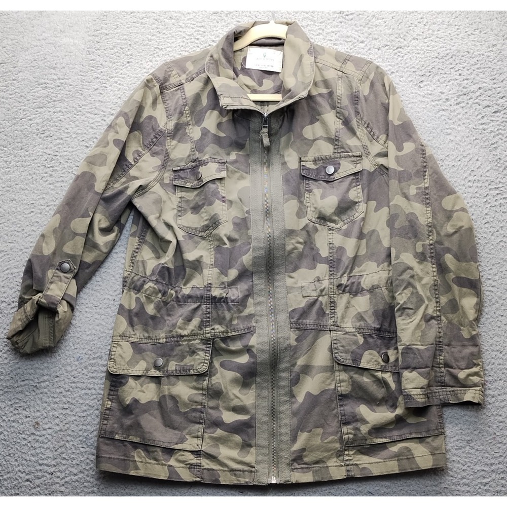 Jade & Ivory Utility Jacket Womens‎ XL Multi Camouflage Roll Tab Sleeve Full Zip